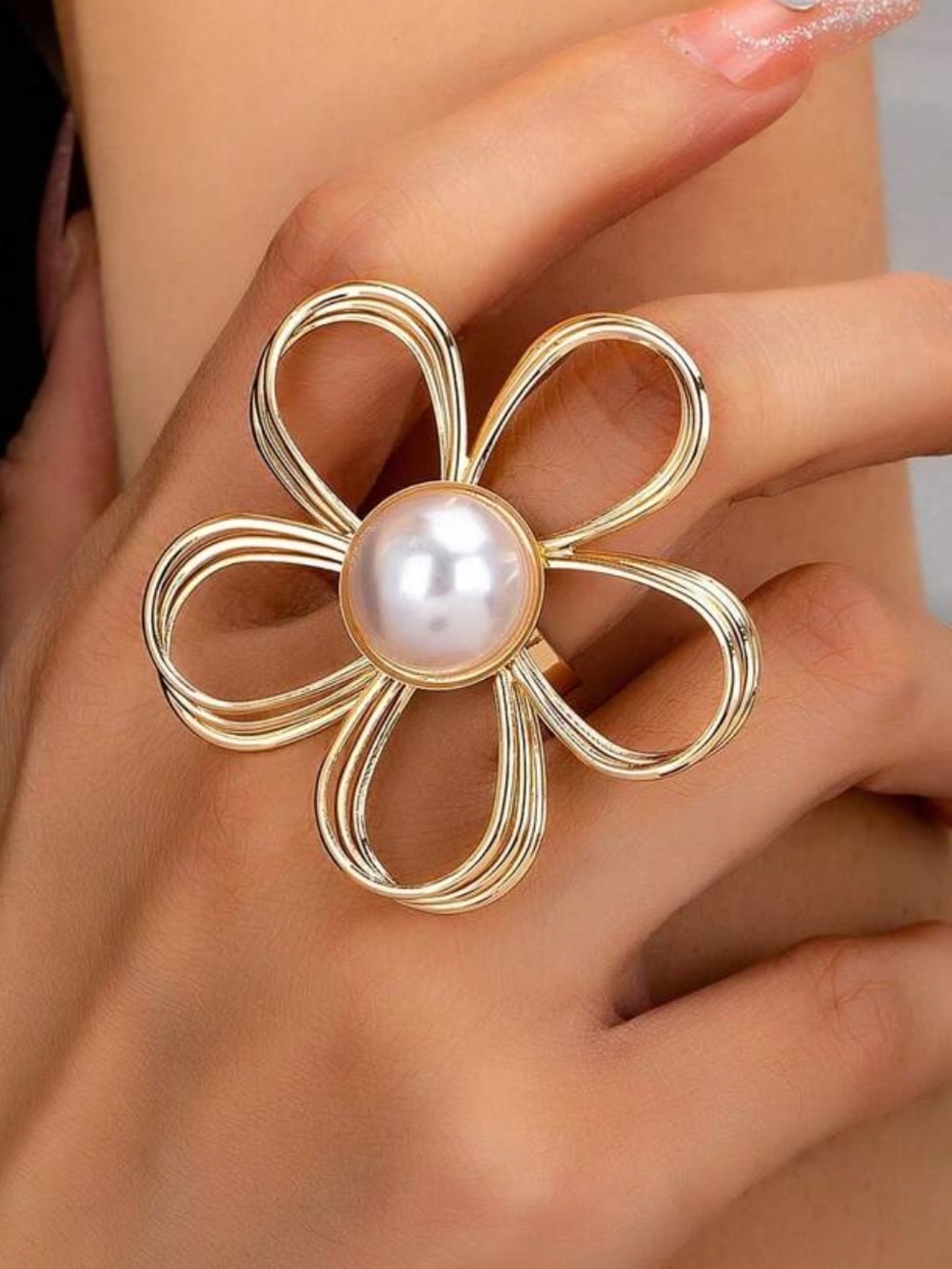 Celestine Floral Pearl Ring